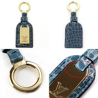 LOUIS VUITTON PORTE CLES LIZARD KEY RING BAG CHARM NAVY METAL PRE OWNED