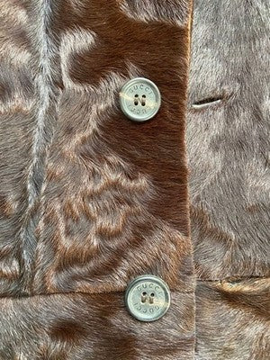 GUCCI TOM FORD FUR COWHIDE LEATHER SINGLE JACKET BROWN SIZE 48 RARE AUTHENTIC