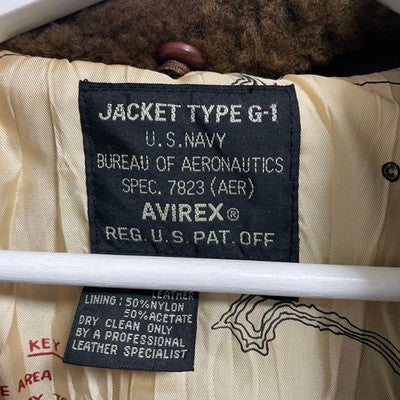 AVIREX G-1 TOP GUN FLIGHT JACKET MEN'S SIZE S (FITS L) LEATHER VINTAGE