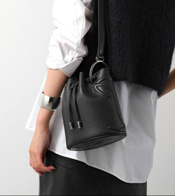 CHRISTIAN LOUBOUTIN BY MY SIDE LEATHER BUCKET BAG RED WITH STORAGE BAG