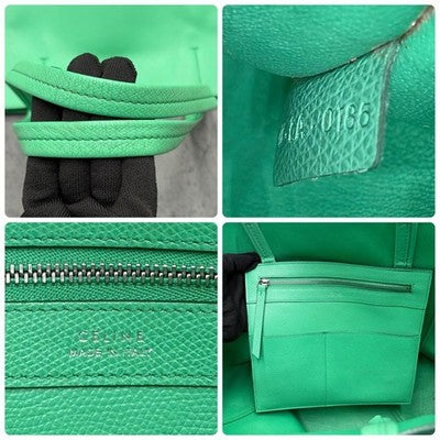 CELINE CABAS PHANTOM TOTE BAG GREEN ALL LEATHER LARGE SHOULDER BAG