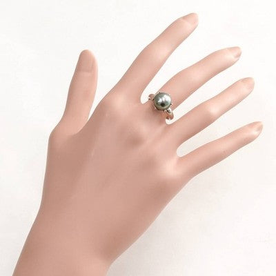 TASAKI PEARL SOUTH SEA BLACK PEARL 9.7MM PT900 RING APPROXIMATELY 10.5 SIZE