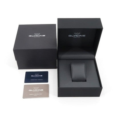 GLYCINE GL0439 AIR PILOT GMT 44MM BLACK MILITARY QUARTZ WATCH UNUSED W/ BOX MINT
