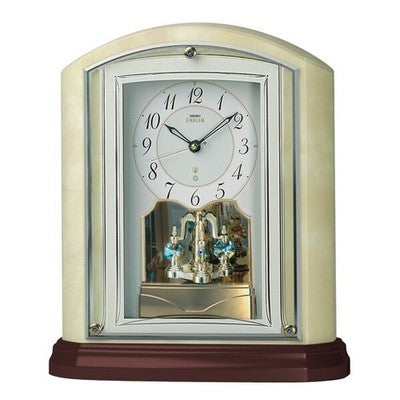 SEIKO EMBLEM HW590M Onyx Frame Radio-Controlled Table Clock w/ Crystals