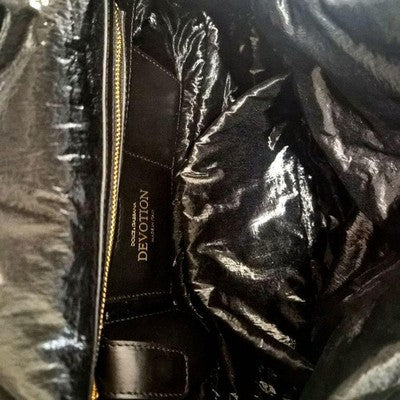 DOLCE&GABBANA QUILTED NYLON SHOULDER BAG, DEVOTION, BLACK, LOGO ACCENT, ITALY