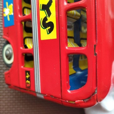 DOUBLE DECKER BUS MF844 LONDON BUS FRICTION TIN BOXED USED FROM JAPAN RED W/BOX