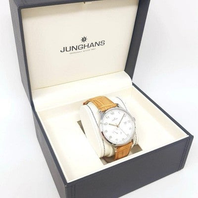 JUNGHANS 027/4781.00 MEN'S WATCH ROUND FACE JAPAN MADE LEATHER BELT DIAL: SILVER