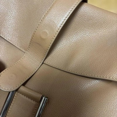 DELVAUX BEIGE SHOULDER BAG LEATHER WITH MIRROR - STRAP LENGTH: APPROX. 124CM