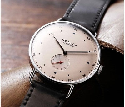 NOMOS METRO MT1A4W2 38.5MM ALPHA HAND-WIND BAUHAUS SILVER DIAL MEN'S WATCH USED