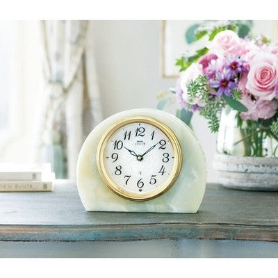 SEIKO EMBLEM HW594M Onyx Frame Radio-Controlled Table Clock 156mm