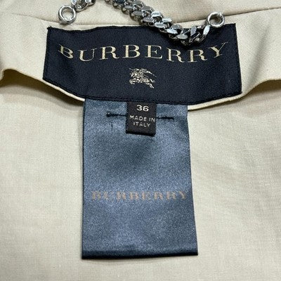 BURBERRY CROPPED TRENCH COAT BEIGE SILVER BUTTONS IT36 SIZE S FROM JAPAN VINTAGE