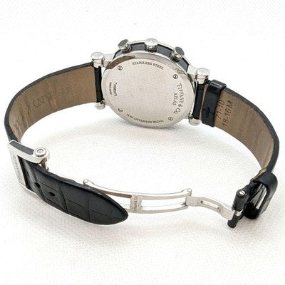 TIFFANY ATLAS CHRONOGRAPH Z1301 QUARTZ MENS WATCH WHITE DIAL DATE JAPAN