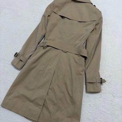 BURBERRY THE CHELSEA TRENCH COAT JACKET BLOUSON WOMEN SIZE US 2 NOVA PLAID BEIGE