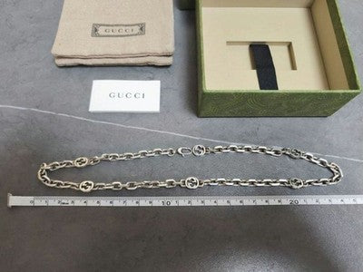 GUCCI INTERLOCKING G NECKLACE SILVER AG925 USED W/ BOX