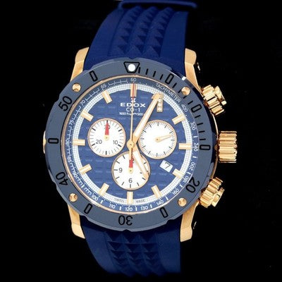 EDOX 10221-37RBU9-BUIDR9 Chronoffshore-1 Chronograph Blue Dial Quartz w/ Box
