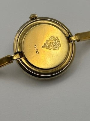 GUCCI CHANGE BEZEL 12 COLORS GOLD WOMEN'S WATCH M SIZE WORKING BEAUTIFUL