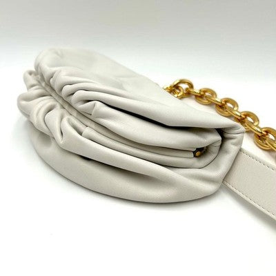 BOTTEGA VENETA THE POUCH CHAIN SHOULDER BODY BAG WHITE LAMBSKIN ITALY