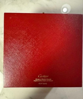 CARTIER TRAVEL CLOCK QUARTZ SQUARE BLACK DIAL DESK TABLE CLOCK W/BOX