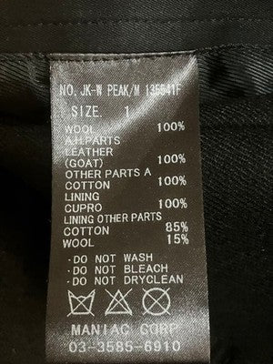IF SIX WAS NINE PEAK JACKET BLACK WOOL GOAT LEATHER ASYMMETRY MEN SIZE S JAPAN