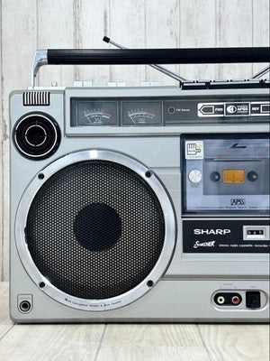 SHARP GF-303ST RADIO CASSETTE BOOMBOX RETRO SHOWA ERA W/ ORIGINAL COVER TESTED