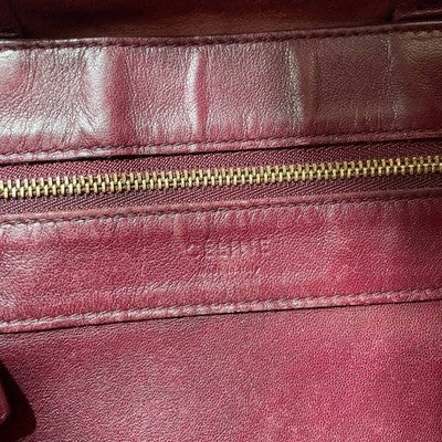 CELINE HORIZONTAL CABAS TOTE BAG LEATHER BORDEAUX BLACK BICOLOR