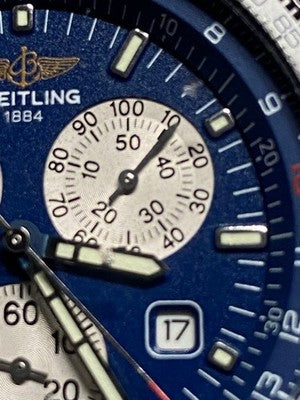 BREITLING JUPITER PILOT A59028 BLUE DIAL QUARTZ CHRONOGRAPH PILOT WATCH AS IS