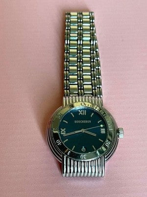 BOUCHERON AG212942 BLUE DIAL 10ATM WATER RESISTANT SWISS QUARTZ WATCH STAINLESS