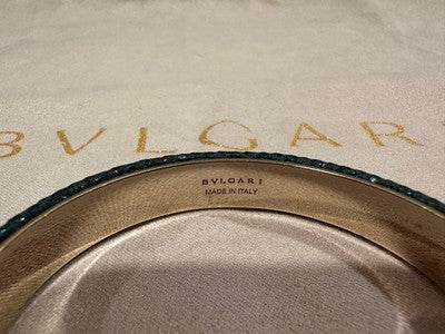 BVLGARI SERPENTI FOREVER BANGLE METALLIC KARUNG LEATHER BRACELET BOX GOLD JPN