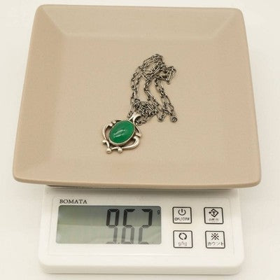 GEORG JENSEN 2019 GREEN AGATE STERLING SILVER NECKLACE 25-857 WITH BOX
