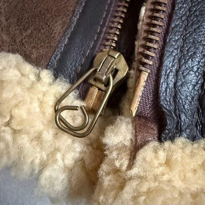 SCHOTT B-9 SHEARLING SHEEPSKIN COAT BOA JACKET MEN LEATHER SIZE 42 MADE IN USA