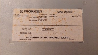 PIONEER GM-X802 POWER AMPLIFIER 200W X 2CH BRIDGEABLE TESTED EXCELLENT+++++