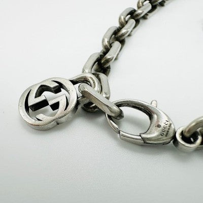 GUCCI INTERLOCKING CHAIN NECKLACE SILVER AG925 UNISEX APPROX. 60CM USED WITH BOX