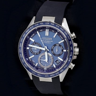 CITIZEN CC4050-18L Attesa Act Line Blue Dial Titanium Quartz Excellent /w Box