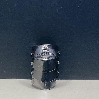 VIVIENNE WESTWOOD ARMOR RING, GUNMETAL, 925 STERLING SILVER, SIZE 11-13 (M)