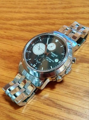 TISSOT PRC200 A014427A CHRONOGRAPH WATCH BLACK SILVER DIAL 200M STEEL MENS SWISS
