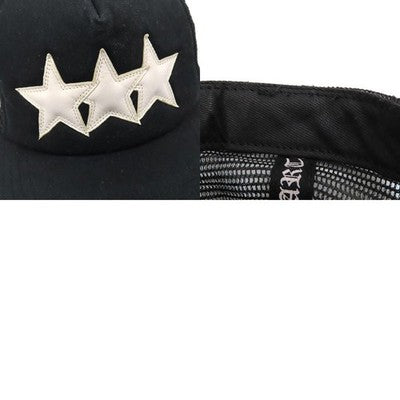 CHROME HEARTS LEATHER STAR TRACKER CAP UNISEX BLACK MADE IN USA