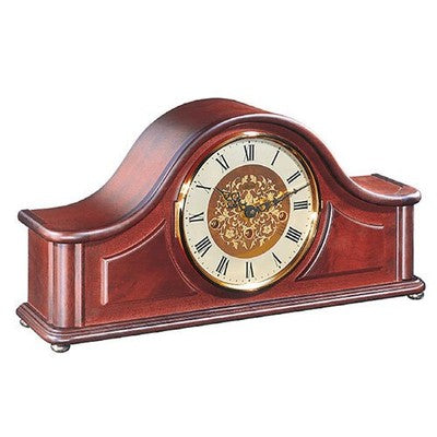 Hermle 21142-070340 Table Clock Mahogany & Brass Hand-Wound 8-Day