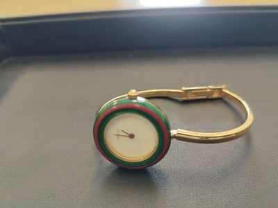 GUCCI CHANGE BEZEL 11/12.2 QUARTZ WATCH GOLD WHITE DIAL MULTI-COLOR BEZEL W/ BOX