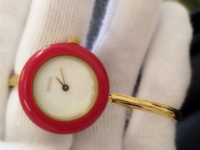 GUCCI CHANGE BEZEL 11/12.2 QUARTZ WATCH GOLD WHITE DIAL MULTI-COLOR BEZEL W/ BOX