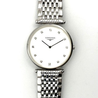 LONGINES LA GRANDE CLASSIQUE L4.709.4 DIAMOND SILVER DIAL SS QUARTZ WATCH USED