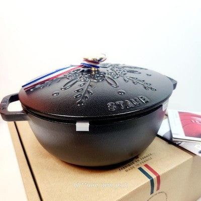 STAUB SNOWFLAKE WA-NABE XL 24CM BLACK LIMITED BRASS KNOB RARE POT