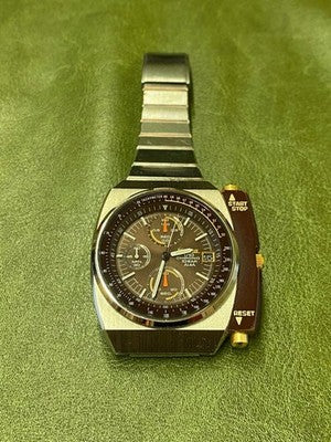 SEIKO ALBA V657-6090 CHRONOGRAPH QUARTZ WATCH BROWN DIAL GIUGIARO JAPAN VINTAGE