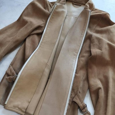 COMOLI SHEEP SUEDE LEATHER JACKET SIZE 2 M CAMEL MADE IN JAPAN