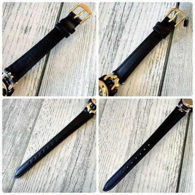 TAG HEUER SEL S93.308C BLACK DIAL GOLD PLATED LEATHER QUARTZ LADIES VINTAGE