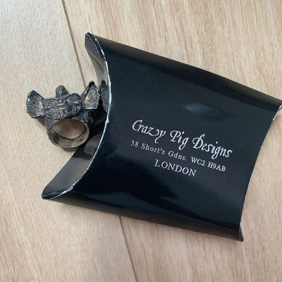 CRAZY PIG GREMLIN RING SILVER 925 VINTAGE DISCONTINUED SIZE JP 18-19 /W BOX