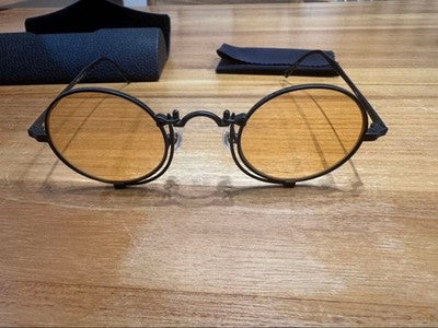 MATSUDA 10601H ART DECO ROUND SUNGLASSES ORANGE LENS WITH ORIGINAL CASE