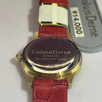 COLUSO DERNE QZ LADIES WRISTWATCH 90S VINTAGE ROUND FACE WHITE DIAL LEATHER BELT