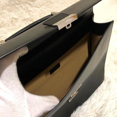 PRADA BLACK LEATHER BUSINESS BRIEFCASE BAG MEN'S AUTHENTIC EXCELLENT COND