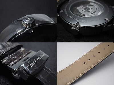 GEORG JENSEN 392 KOPPEL STAINLESS STEEL 41MM SILVER WRISTWATCH USED AUTHENTIC