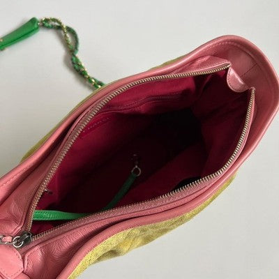 CHANEL GABRIELLE CHAIN SHOULDER BAG MULTICOLOR LEATHER SUEDE HOBO AUTHENTIC